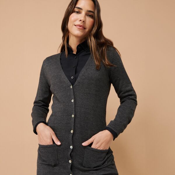 Henbury Ladies Cotton Acrylic V Neck Cardigan Thumbnail